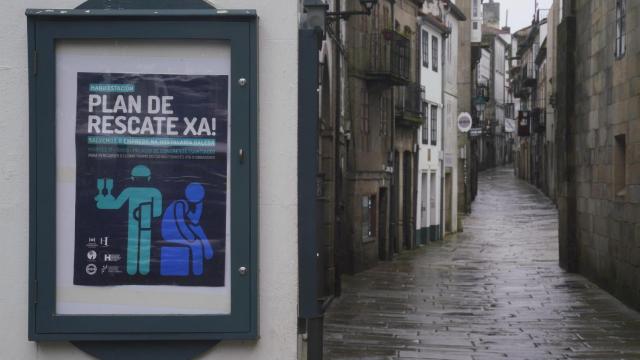 La Rúa do Franco de Santiago de Compostela, vacía por las restricciones por el coronavirus.