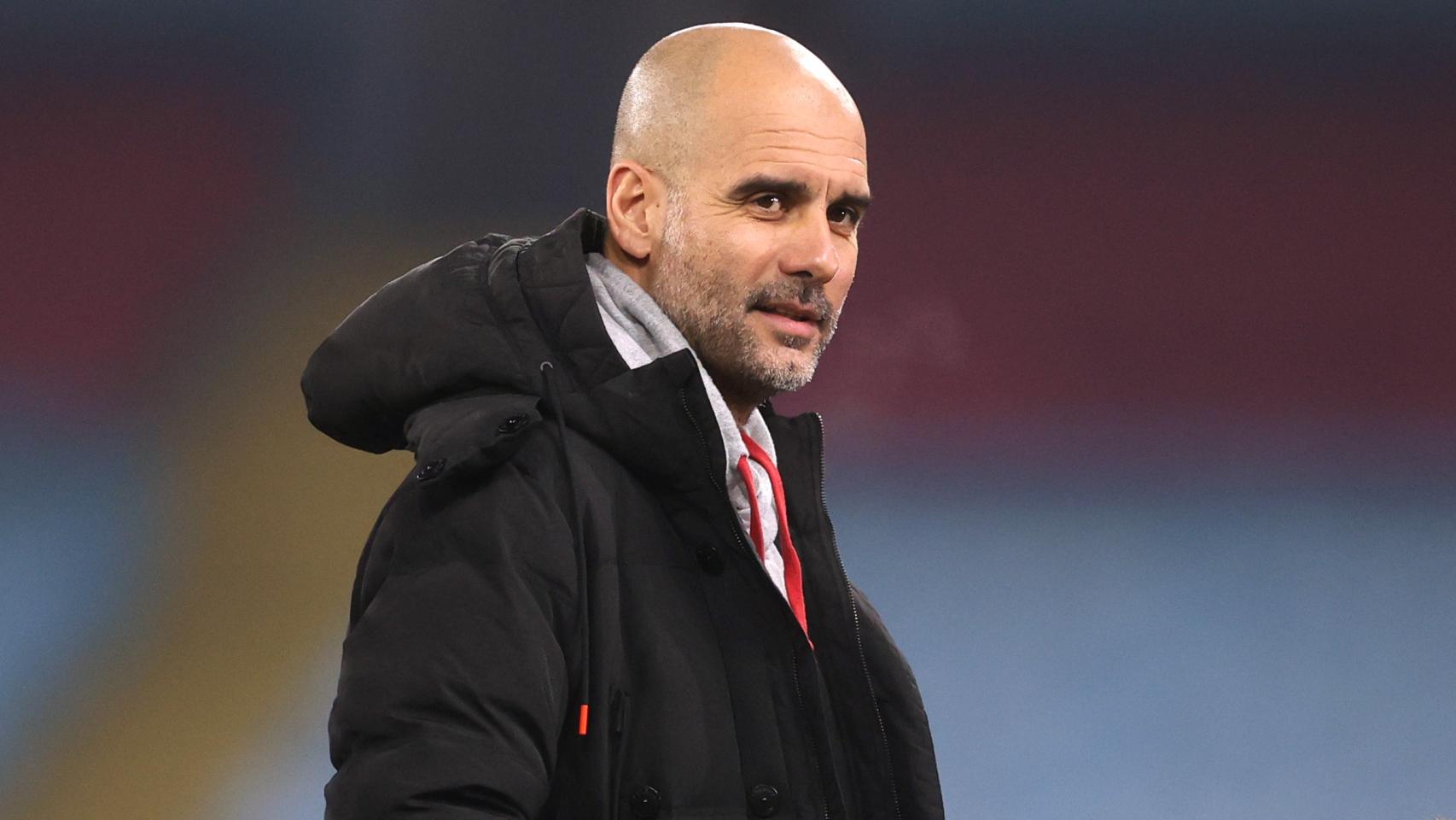Pep Guardiola, en un partido del Manchester City de la temporada 2020/2021