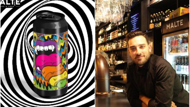 Cerveza conmemorativa y Juan, propietario de Malte