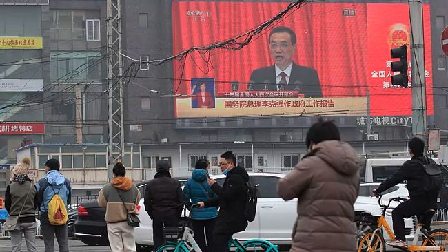 El primer ministro chino, Li Keqiang, este viernes durante su discurso transmitido en Pekín.
