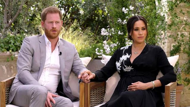 Harry y Meghan Markle, durante su entrevista con Oprah Winfrey.