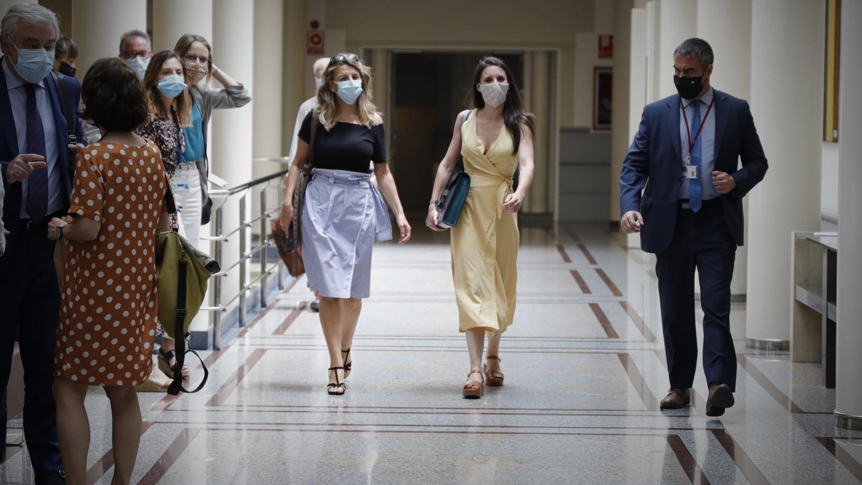 Yolanda Díaz e Irene Montero, en el Senado.