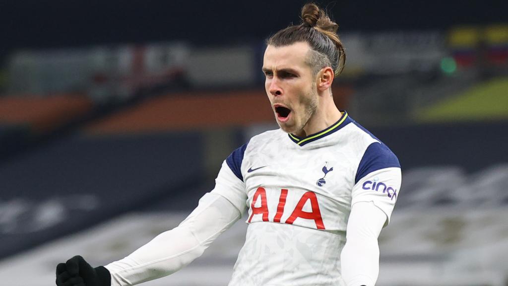 Gareth Bale celebra un gol con el Tottenham en la temporada 2020/2021