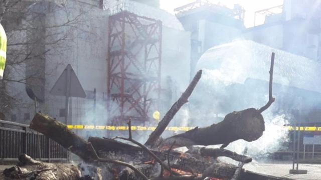 Protesta de los trabajadores de Endesa, en As Pontes.
