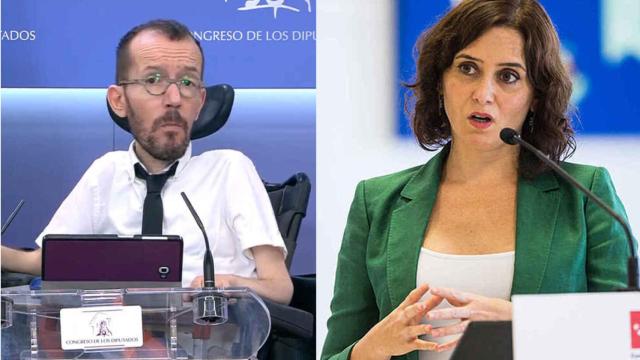 Pablo Echenique e Isabel Díaz Ayuso en un fotomontaje.