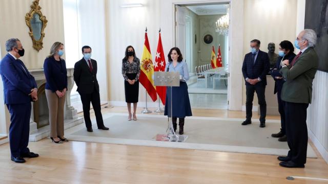 Isabel Díaz Ayuso, durante el anuncio de la convocatoria anticipada de elecciones./