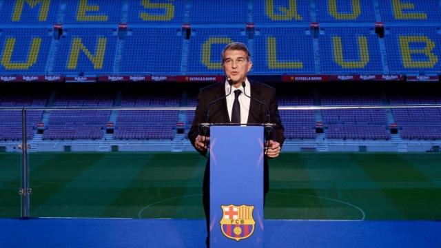 Joan Laporta, durante su toma posesión