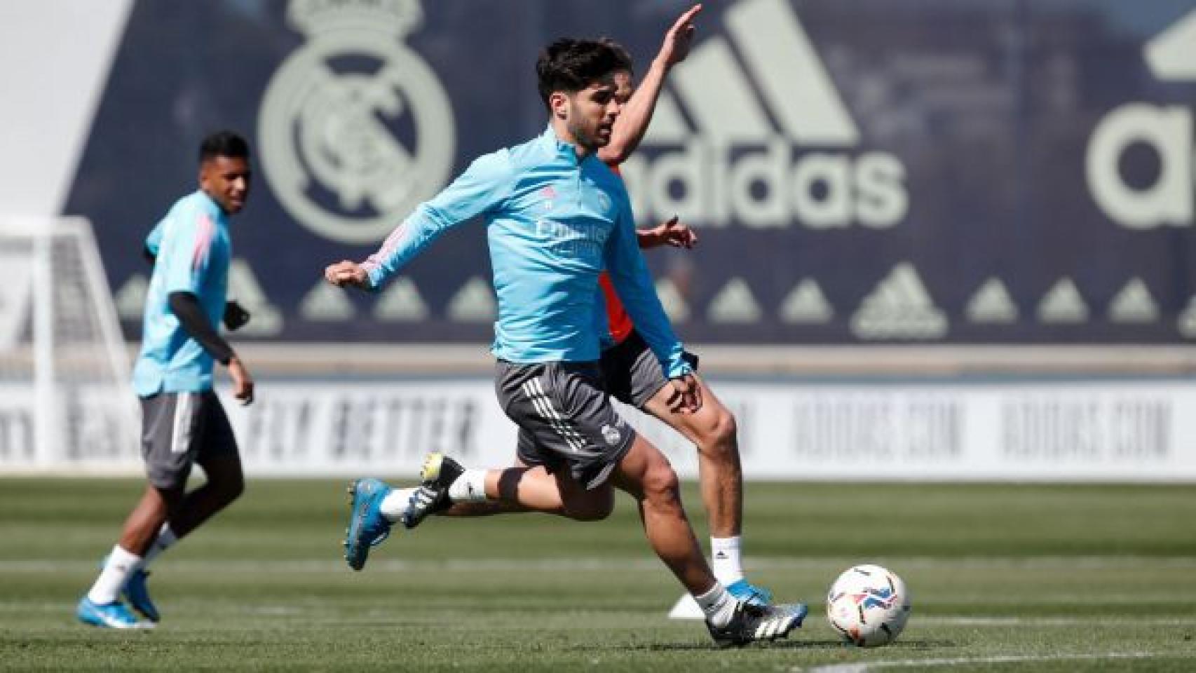 Marco Asensio, durante un entrenamiento del Real Madrid