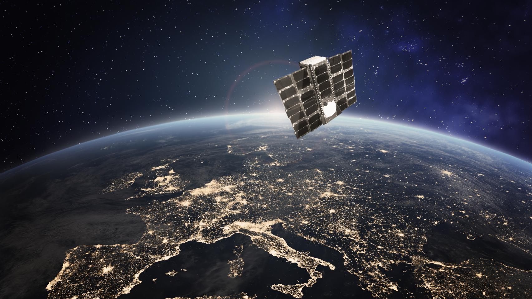 Recreación de satélite sobre la península ibérica
