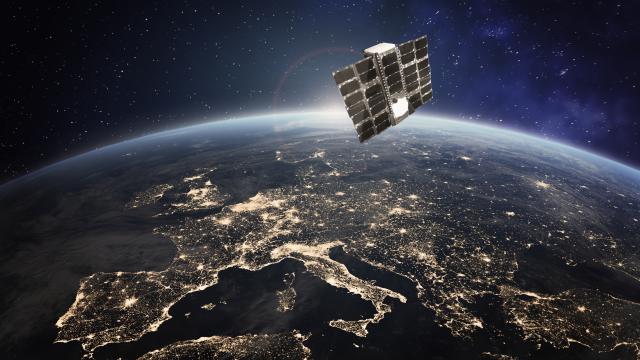 Una recreación de un satelite en órbita.