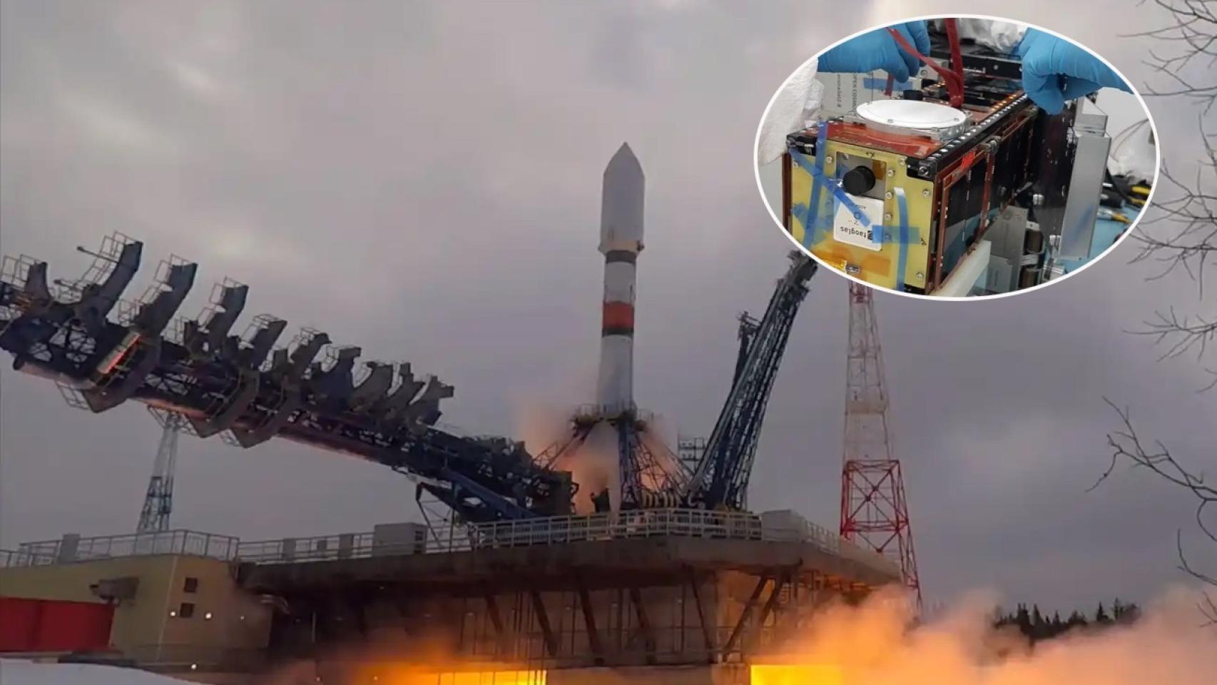 Soyuz-2.1a como el que lanzará el satélite de Sateliot y la integración en el deployer.