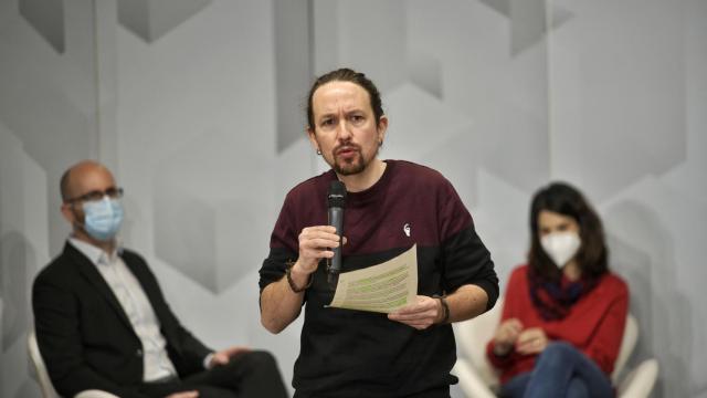 Pablo Iglesias, durante un acto electoral de precampaña para el 4-M.