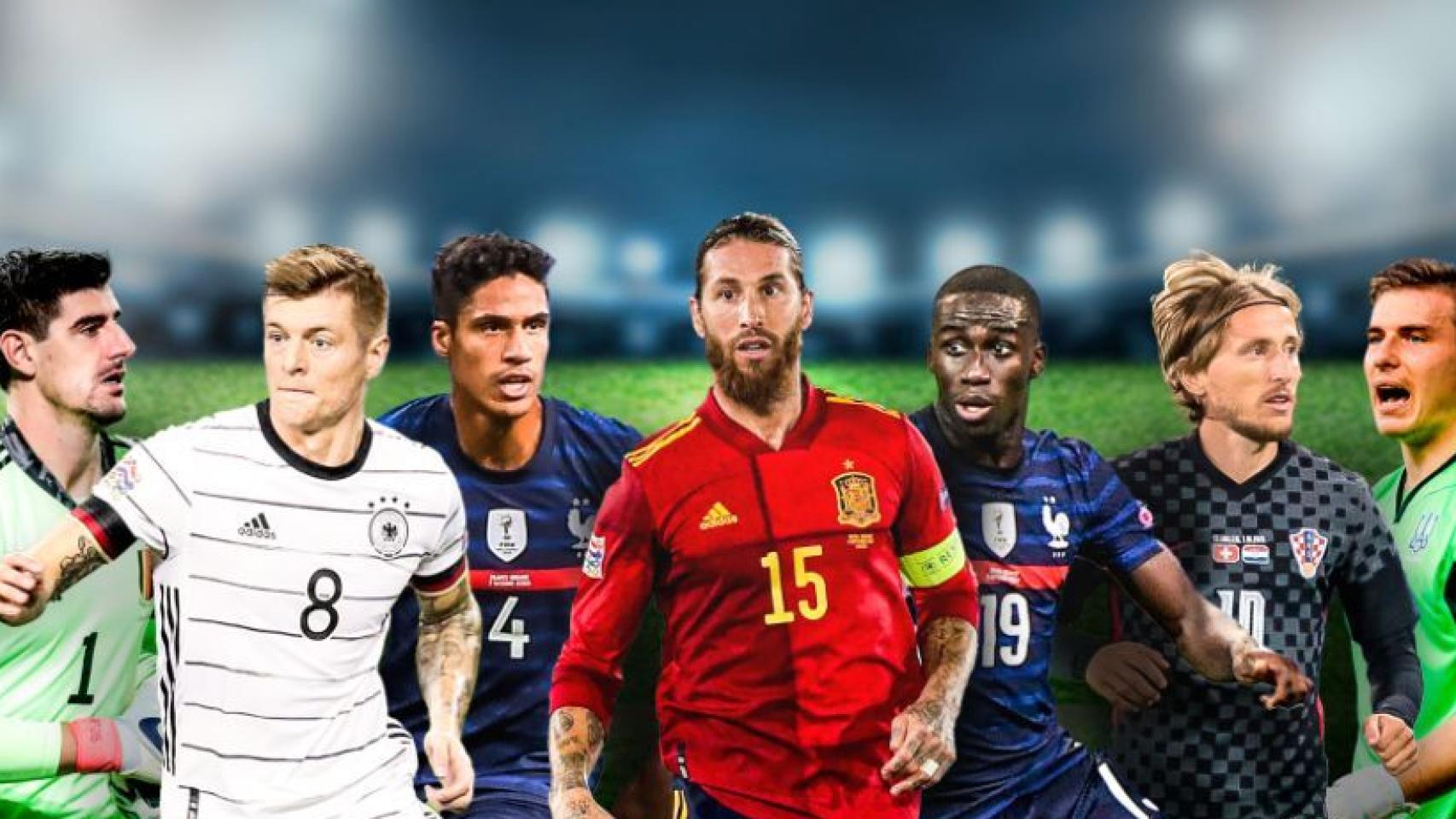 Courtois, Kroos, Varane, Sergio Ramos, Ferland Mendy, Modric y Lunin