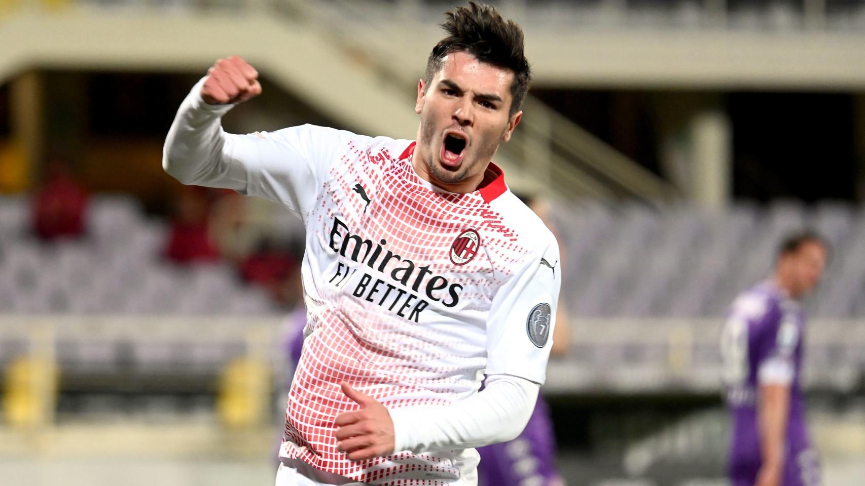 Brahim Díaz celebra un gol con el Milan
