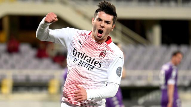 Brahim Díaz celebra un gol con el Milan