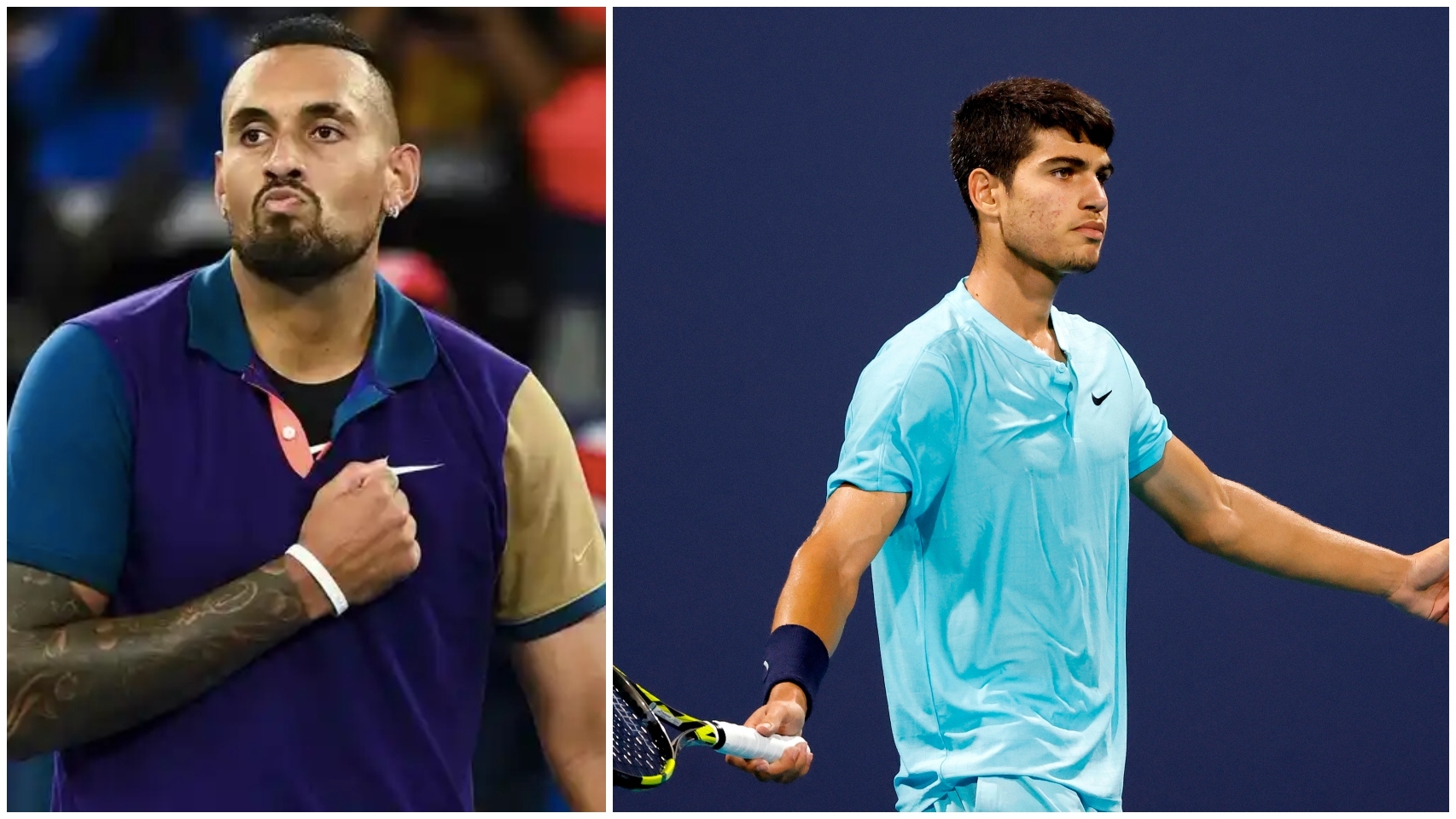 Kyrgios y Carlos Alcaraz, en un collage