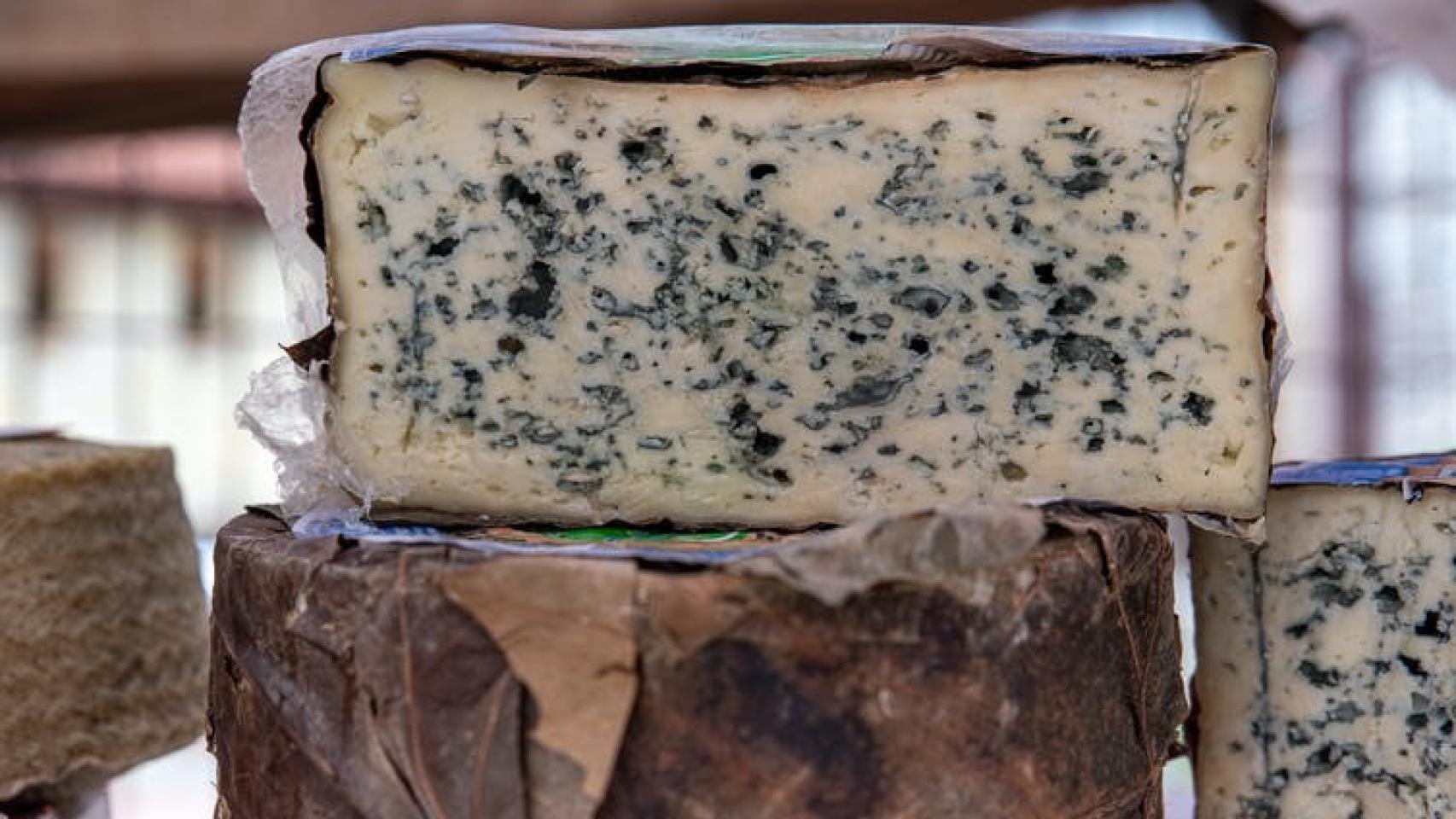 Una cuña de queso Cabrales.