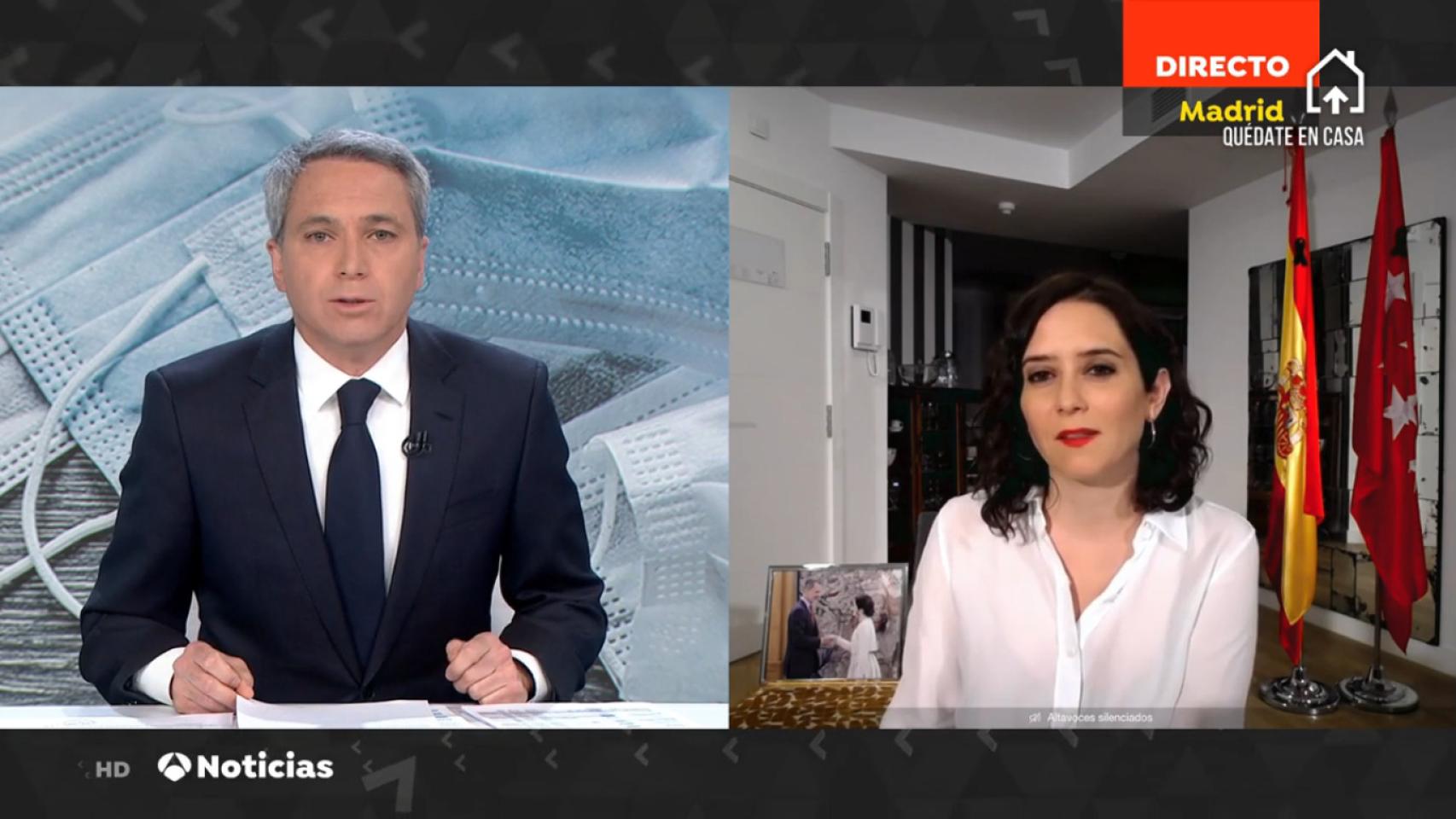 Vicente Vallés entrevistando a Isabel Díaz Ayuso