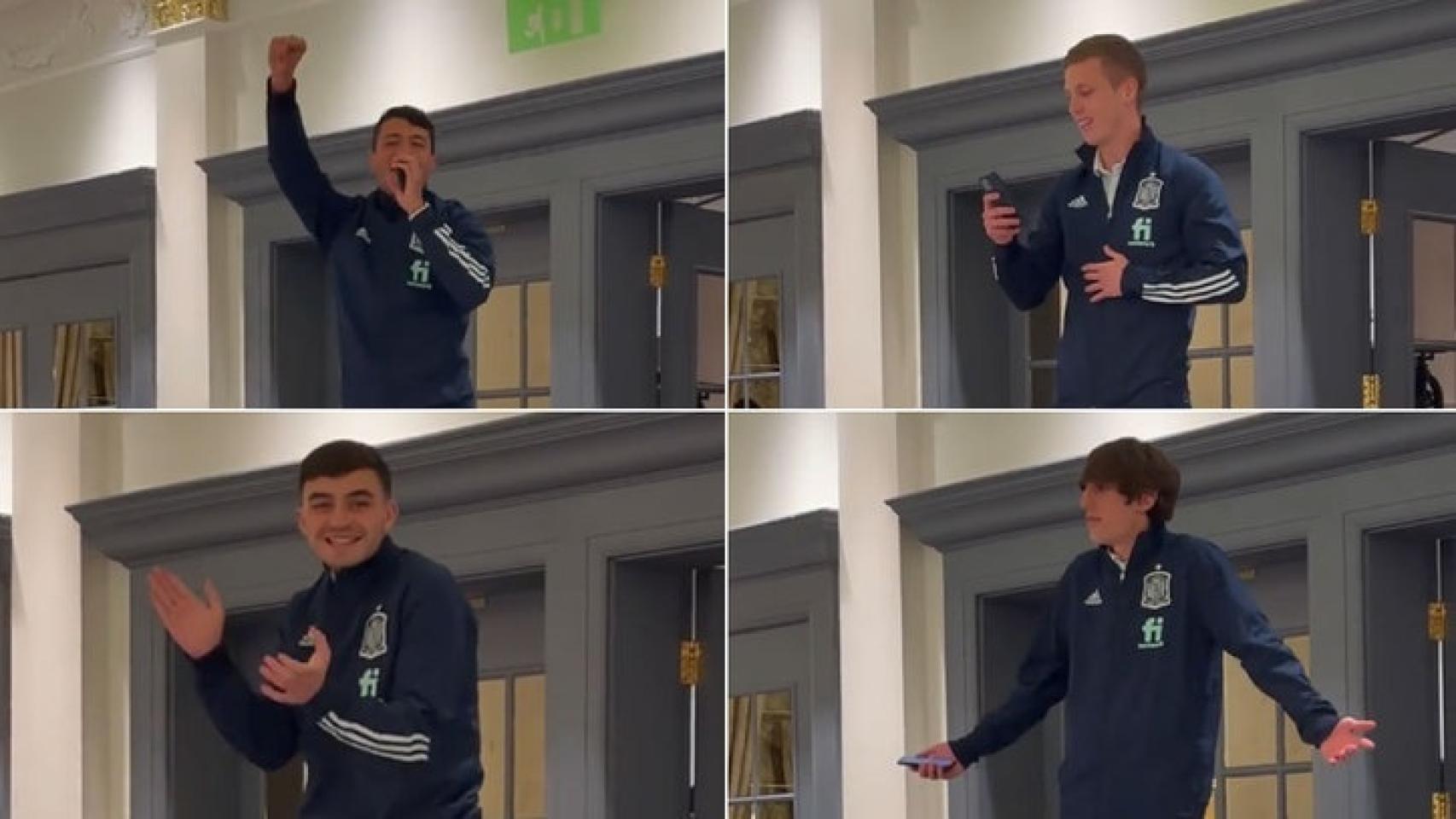Ferrán Torres, Dani Olmo, Pedri González y Bryan Gil, en las stories de Sergio Ramos