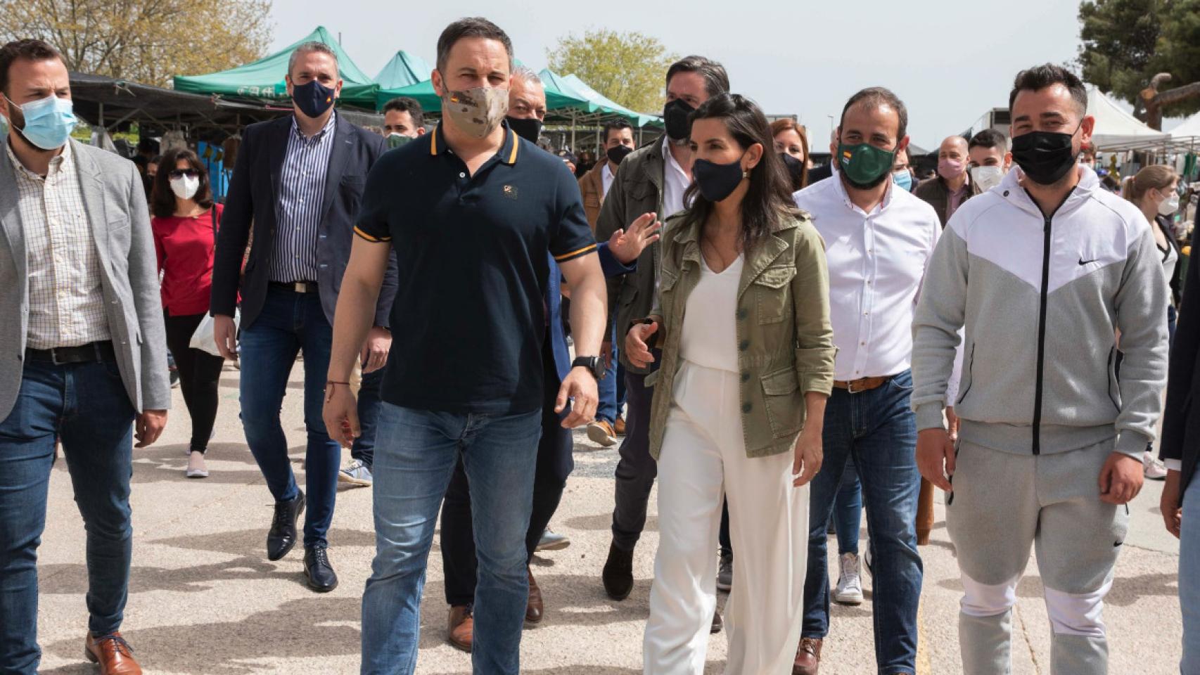 Santiago Abascal y Rocío Monasterio este miércoles en San Sebastián de los Reyes.
