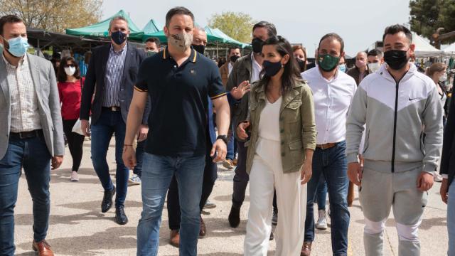Santiago Abascal y Rocío Monasterio este miércoles en San Sebastián de los Reyes.
