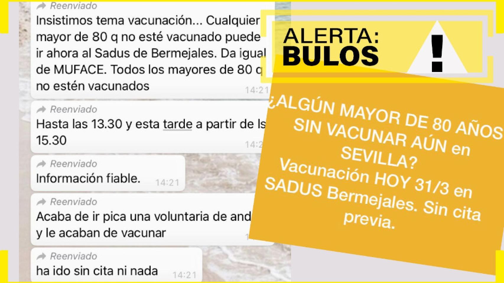 Mensaje falso difundido en redes sociales y por WhatsApp.