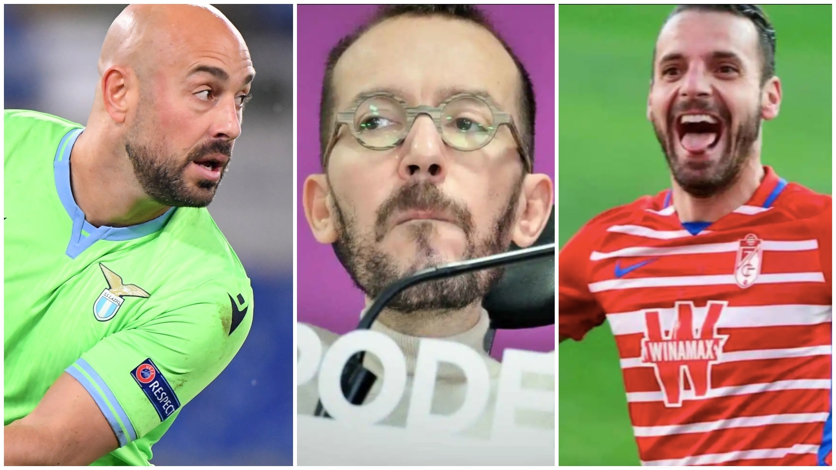 Pepe Reina, Echenique y Roberto Soldado, en un collage