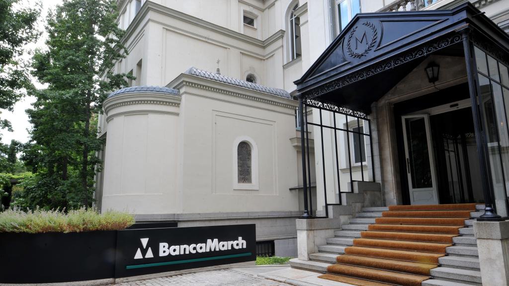 Exteriores de la sede central de Banca March en Madrid.