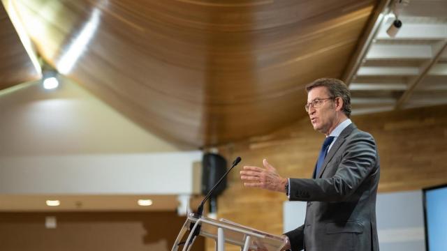 El presidente de la Xunta, Alberto Núñez Feijóo, en una rueda de prensa posterior al Consello de la Xunta.