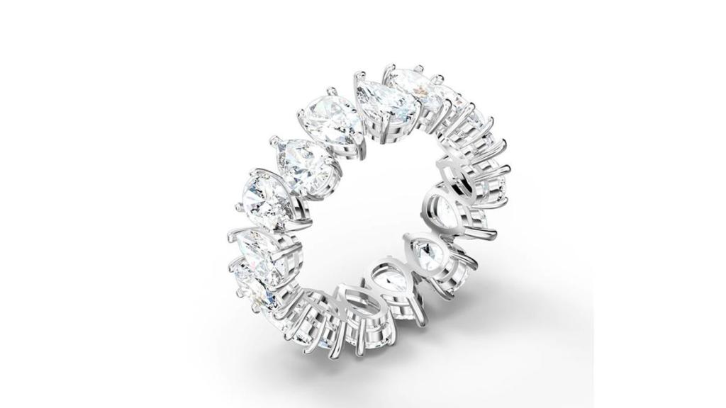 Anillo Swarovski Vittore Pear bañado en rodio con piedras transparentes
