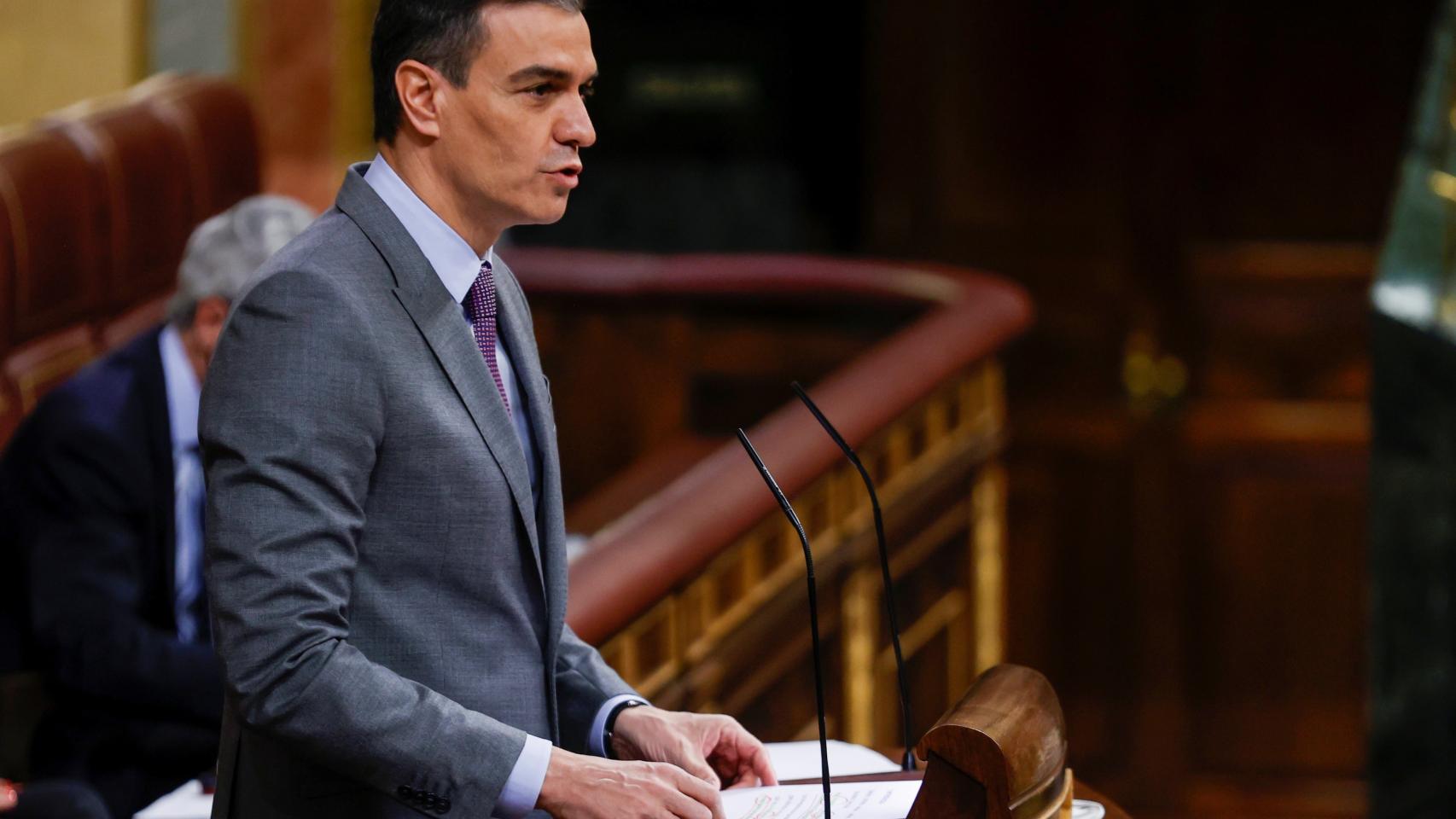 Pedro Sánchez, presidente del Gobierno, en el Congreso de los Diputados.