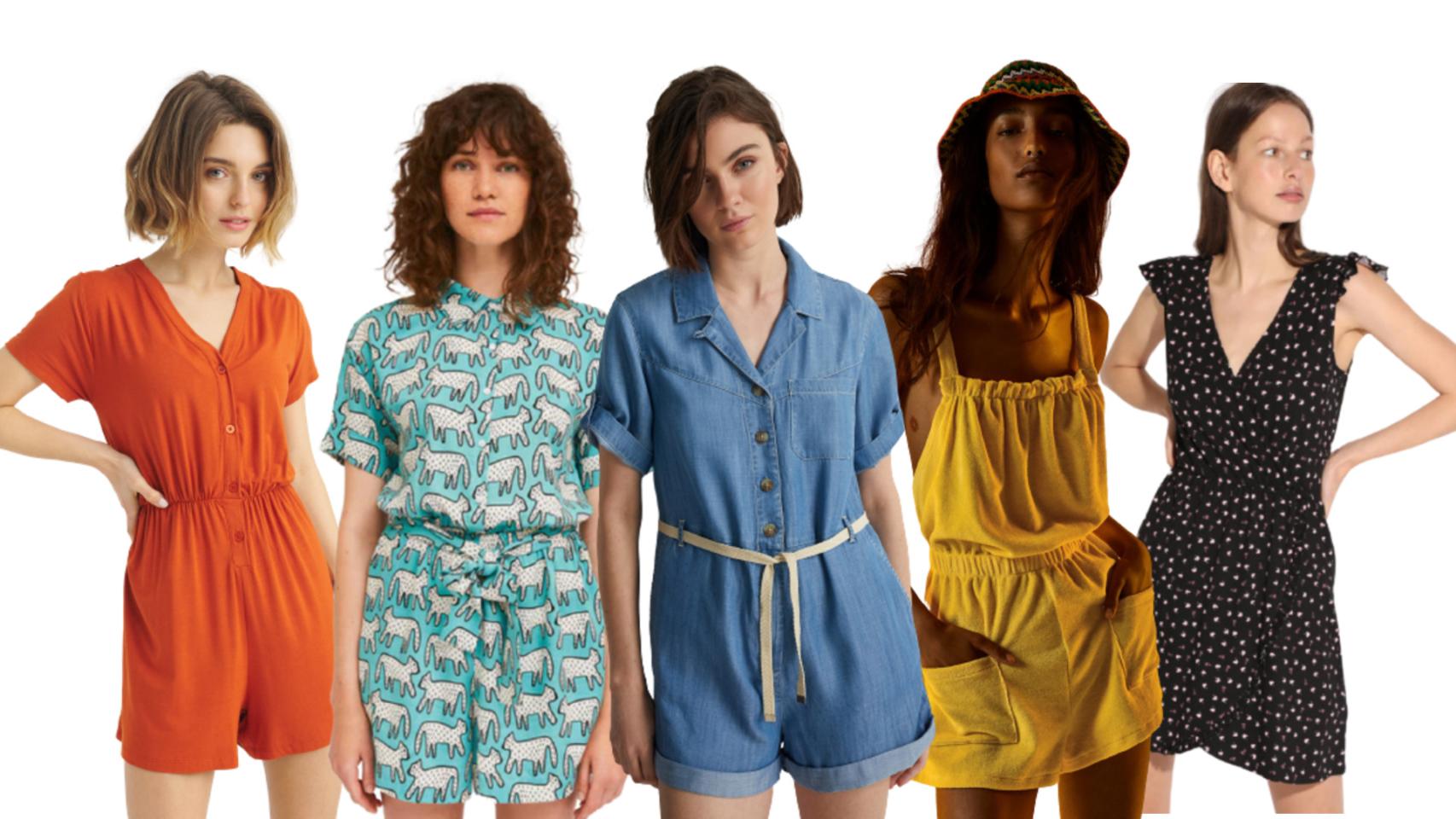 Varios de los monos cortos que van a ser tendencia esta temporada en un montaje de JALEOS.