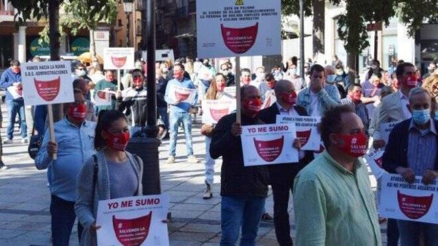 Imagen de archivo de una de las manifestaciones de los hosteleros de Toledo durante la pandemia