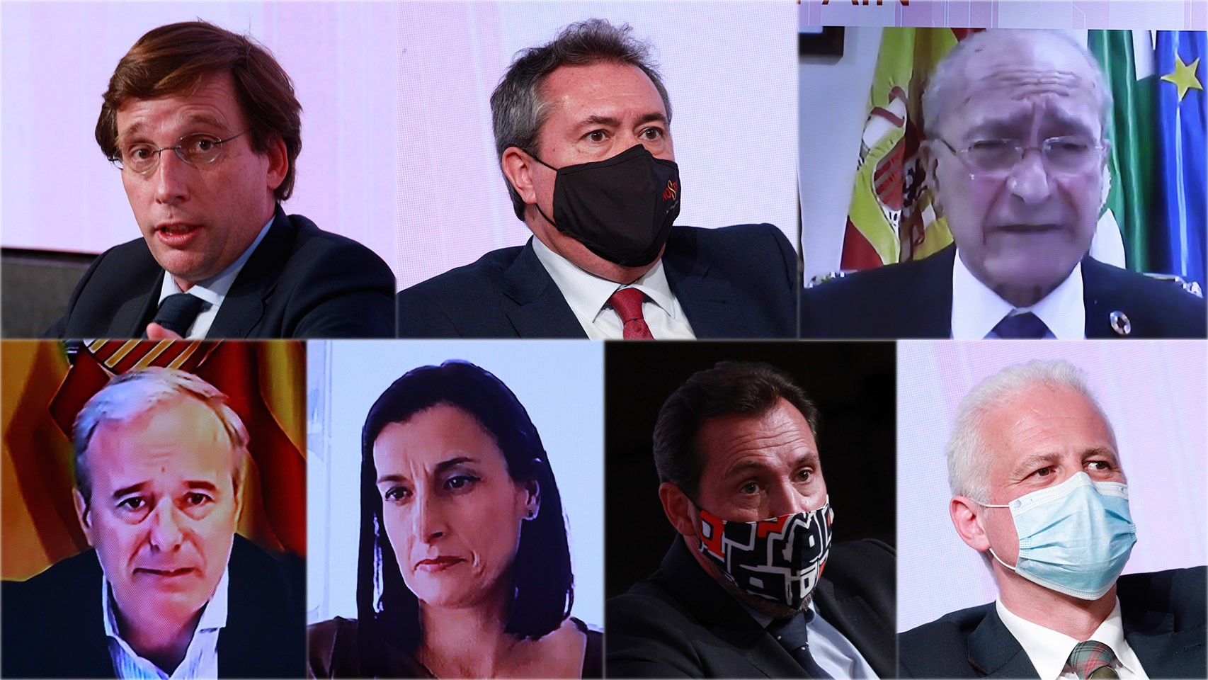 José Luis Martínez-Almeida, Juan Espadas, Francisco De La Torre, Jorge Azcón, Gema Igual, Óscar Puente y Pablo Hermoso.
