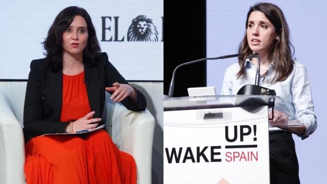 Isabel Díaz Ayuso e Irene Montero, durante sus intervenciones en el 'Wake Up'.