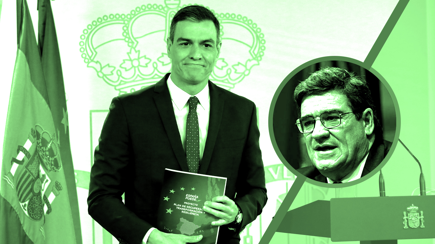 El presidente del Gobierno, Pedro Sánchez, y el ministro de Seguridad Social, José Luis Escrivá.