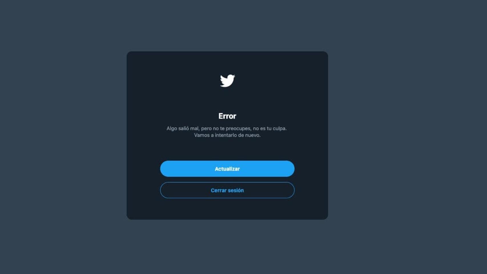 Mensaje de error de Twitter