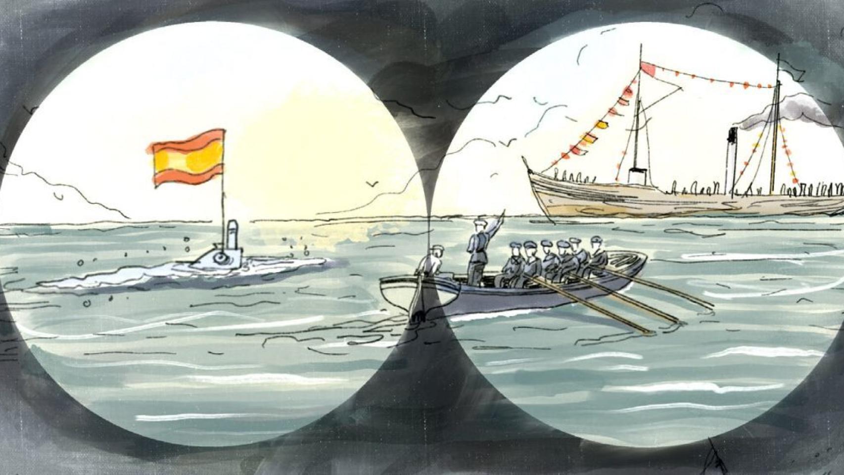 Viñeta del cómic 'Isaac Peral. La conquista de un sueño'.