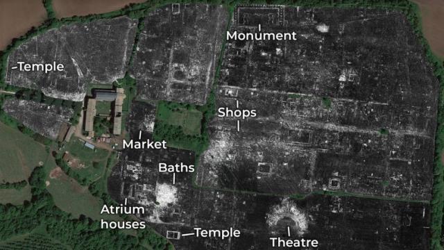 Ciudad romana de Falerii Novi desde arriba.