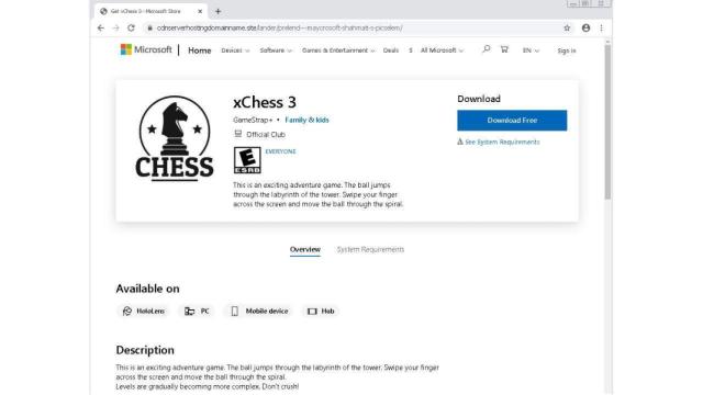 Captura de pantalla de la página de tienda falsa.