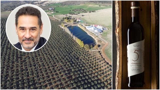 Juan Antonio Gómez-Pintado, dueño de Finca La Pontezuela, y el aceite Gran Selección 5 Elementos, elegido como el mejor cornicabra de España en 2021.