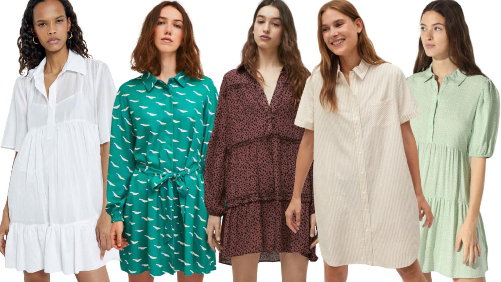 Varios vestidos camiseros de marcas 'low cost' en un montaje de JALEOS.