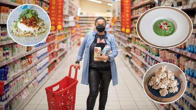 La chef Bárbara Buenache haciendo la compra en Alcampo para elaborar tres platos con arroz.