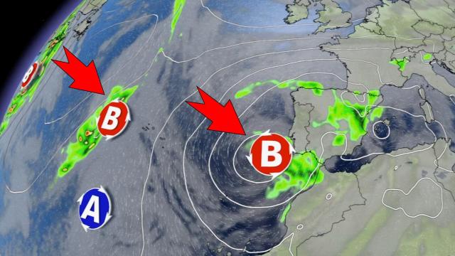 La situación de 'Lola' frente a la Península Ibérica y las próximas borrascas. Eltiempo.es