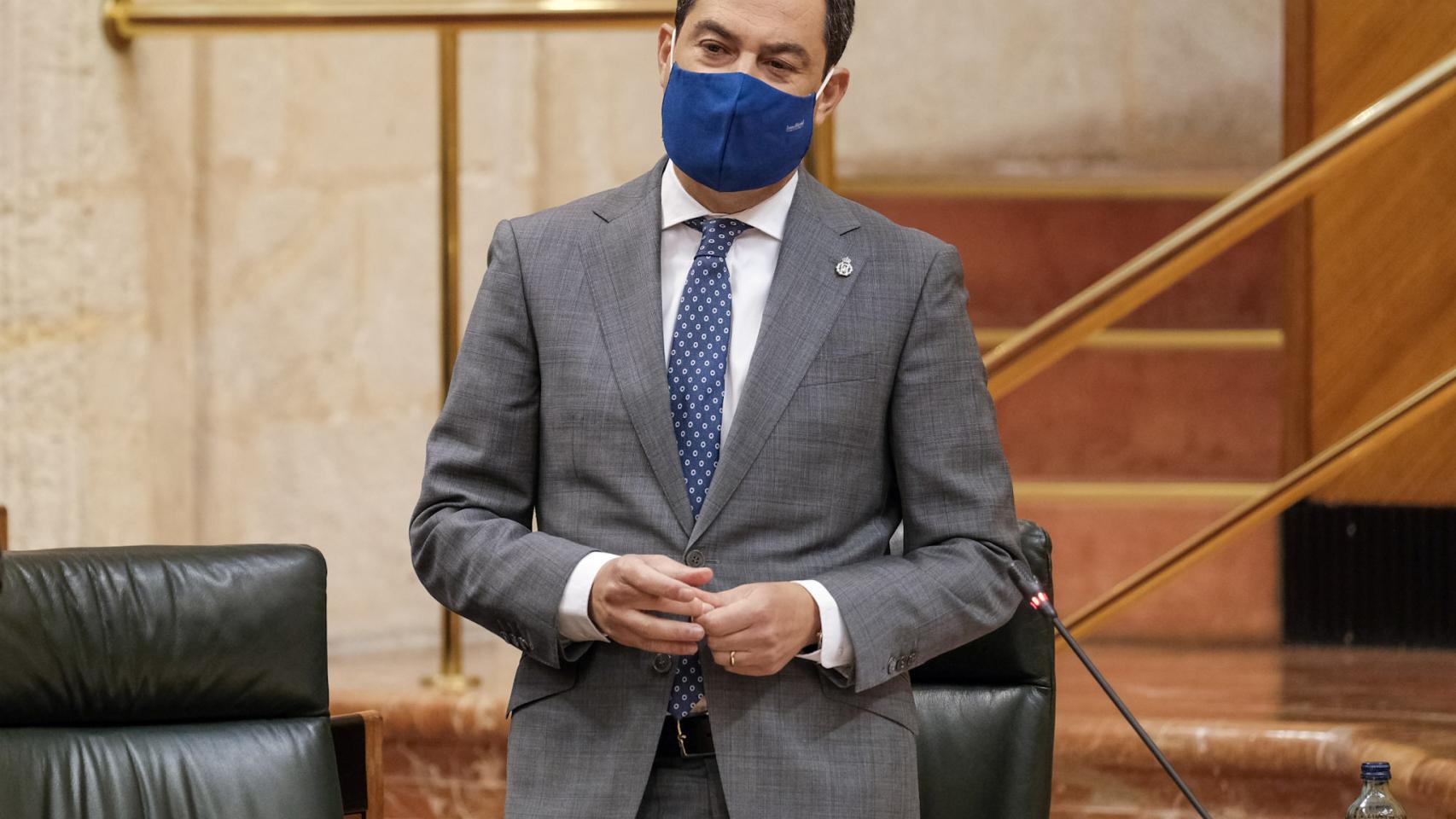 El presidente de la Junta de Andalucía, Juanma Moreno, en el Parlamento andaluz.