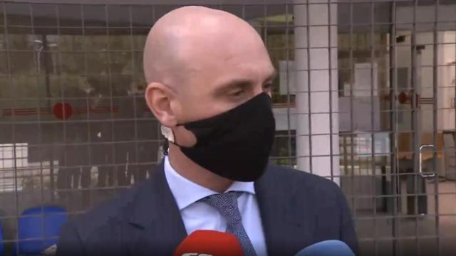 Luis Rubiales con los medios de comunicación