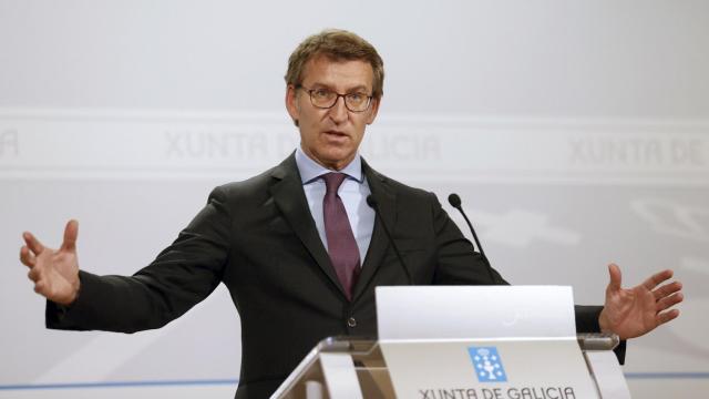 El presidente de la Xunta de Galicia, Alberto Núñez Feijóo, tras la reunión semanal de su Ejecutivo