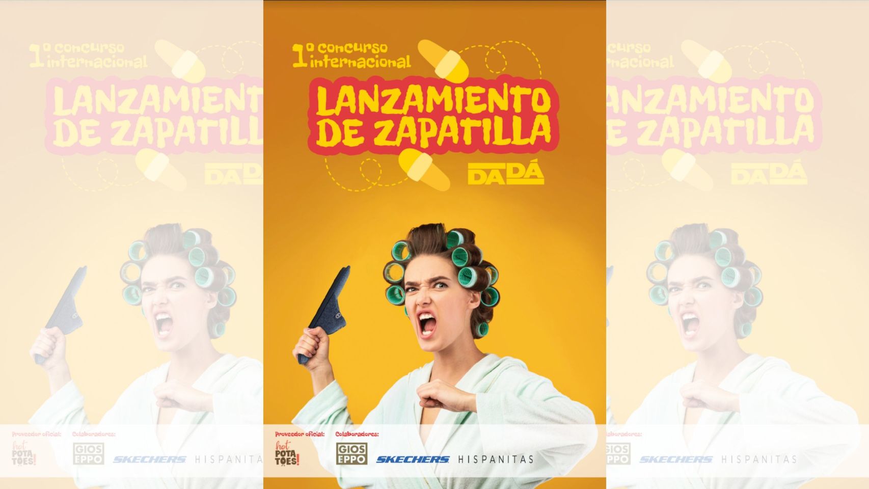 Cartel del concurso de lanzamiento de zapatillas.
