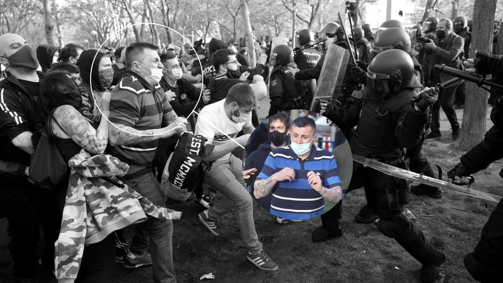 Uno de los detenidos durante los disturbios.