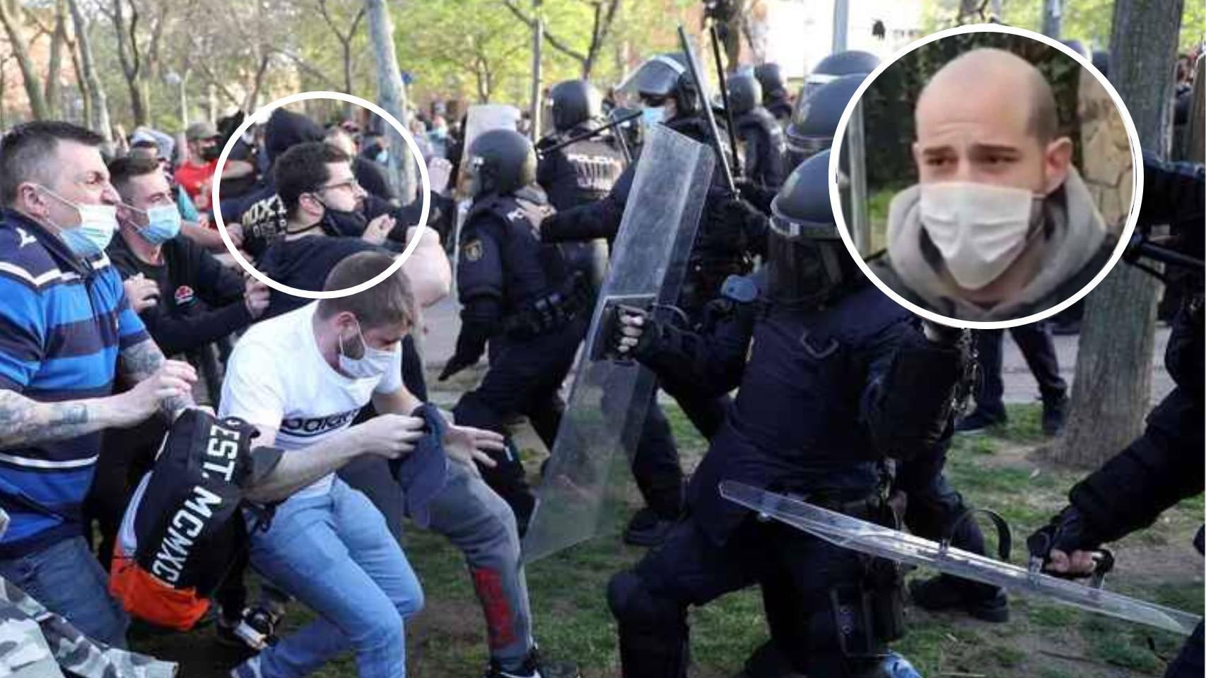 Marcado en la imagen, Daniel J.J., detenido por los altercados de Vallecas. Arriba a la derecha, su hermano, Iñaki Jiménez.